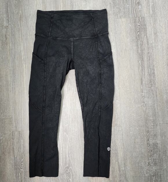 lululemon athletica Pants - Lululemon Base Pace High Rise Nulux Black Tie Dye Pattern Size 4